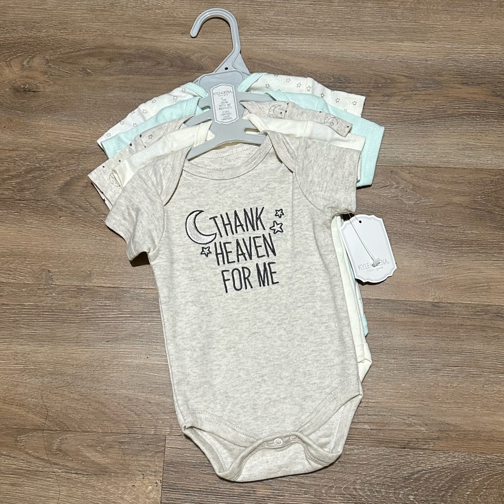 NWT 100% Cotton Kyle and Deena Baby 5-Pack Grow With Me Body Suits